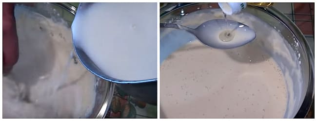 влить горячее молоко