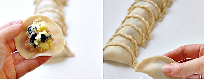 защипать края