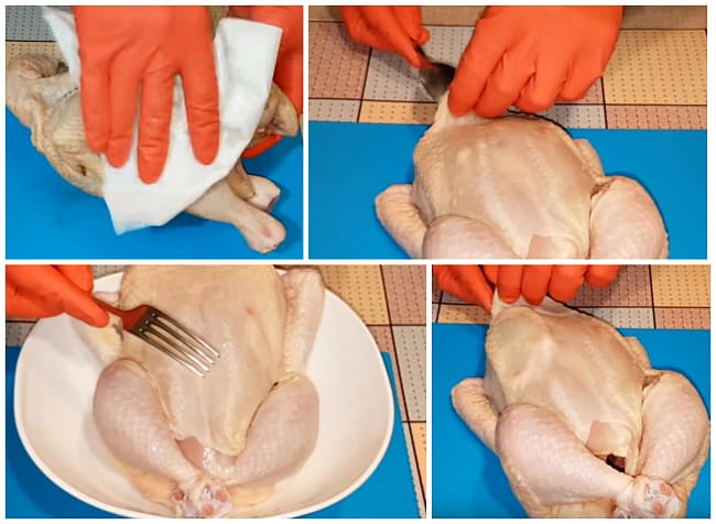 отделить кожу от мяса