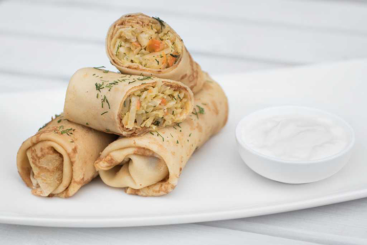 Блины с капустой и луком